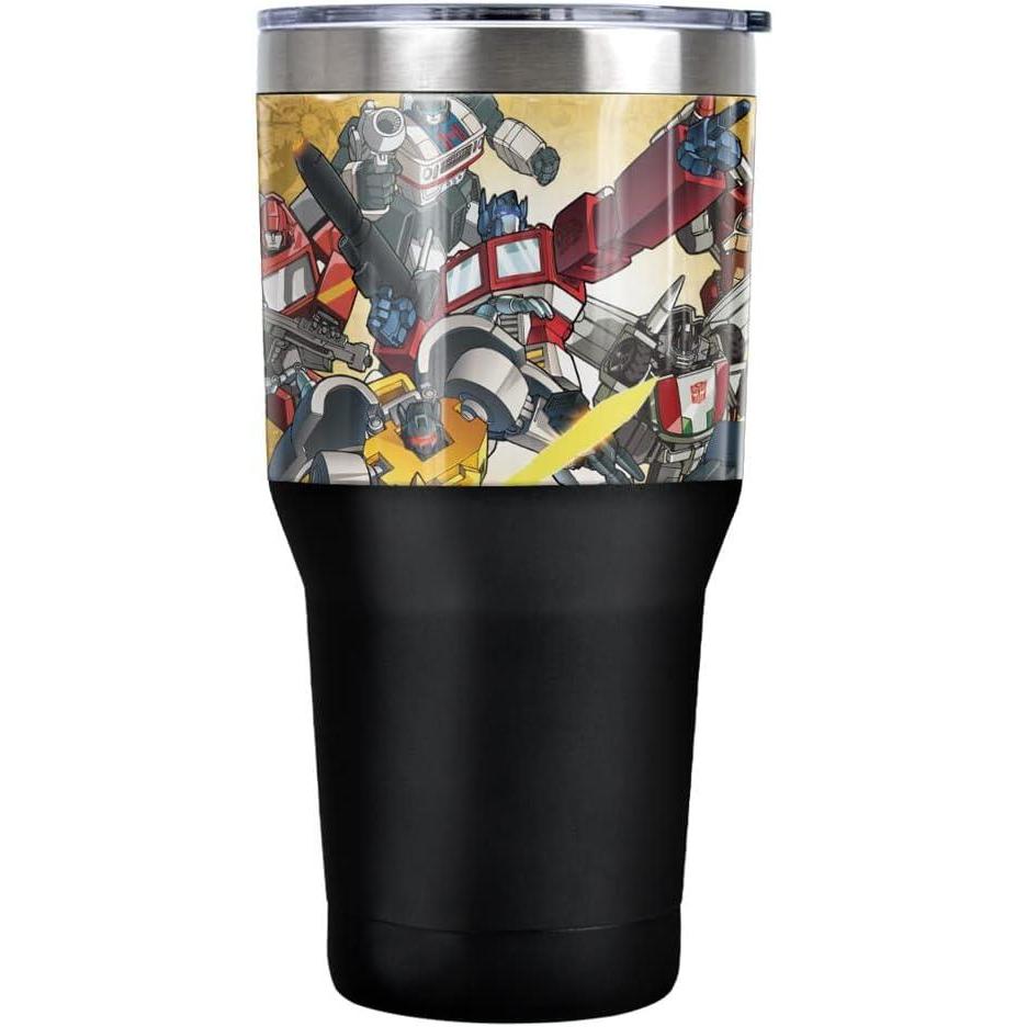 image:imageTransformers Autobots V Decepticons Stainless Steel Tumbler 30 oz Coffee Travel Cup Vacuum Insulated amp Double Wall with Leakproof Sliding Lid