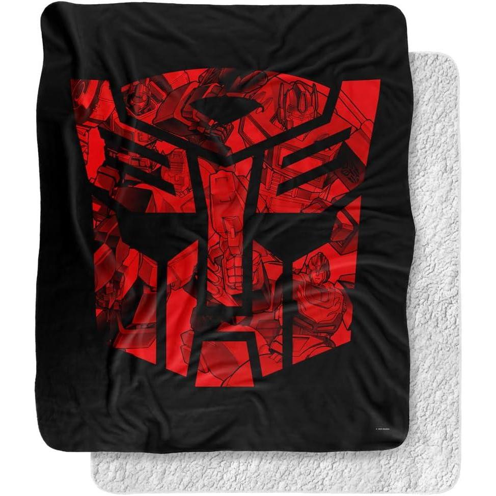 image:imageTransformers Tonal Autobot Silky Touch Sherpa Back Super Soft Throw Blanket