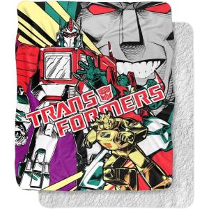 Transformers Comic Poster Silky Touch Sherpa Back Super Soft Throw Blanket