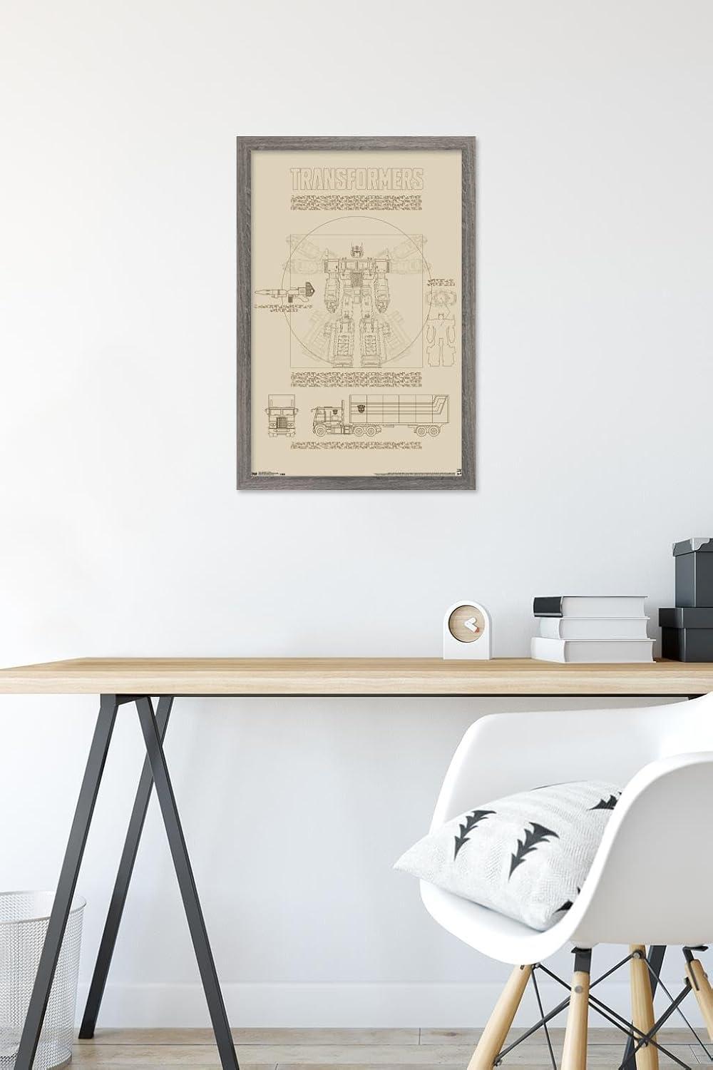 image:imageTrends International Hasbro Transformers Sketch Wall Poster 22375 x 34 Barnwood Framed VersionBarnwood Framed Version
