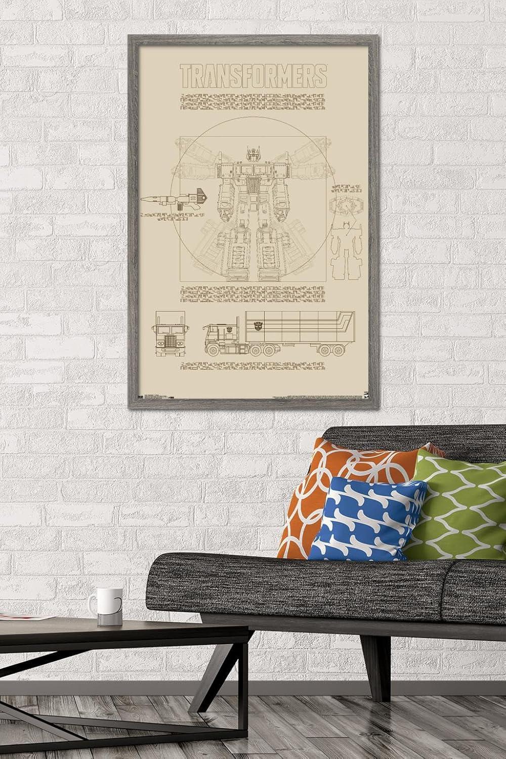 image:imageTrends International Hasbro Transformers Sketch Wall Poster 22375 x 34 Barnwood Framed VersionBarnwood Framed Version