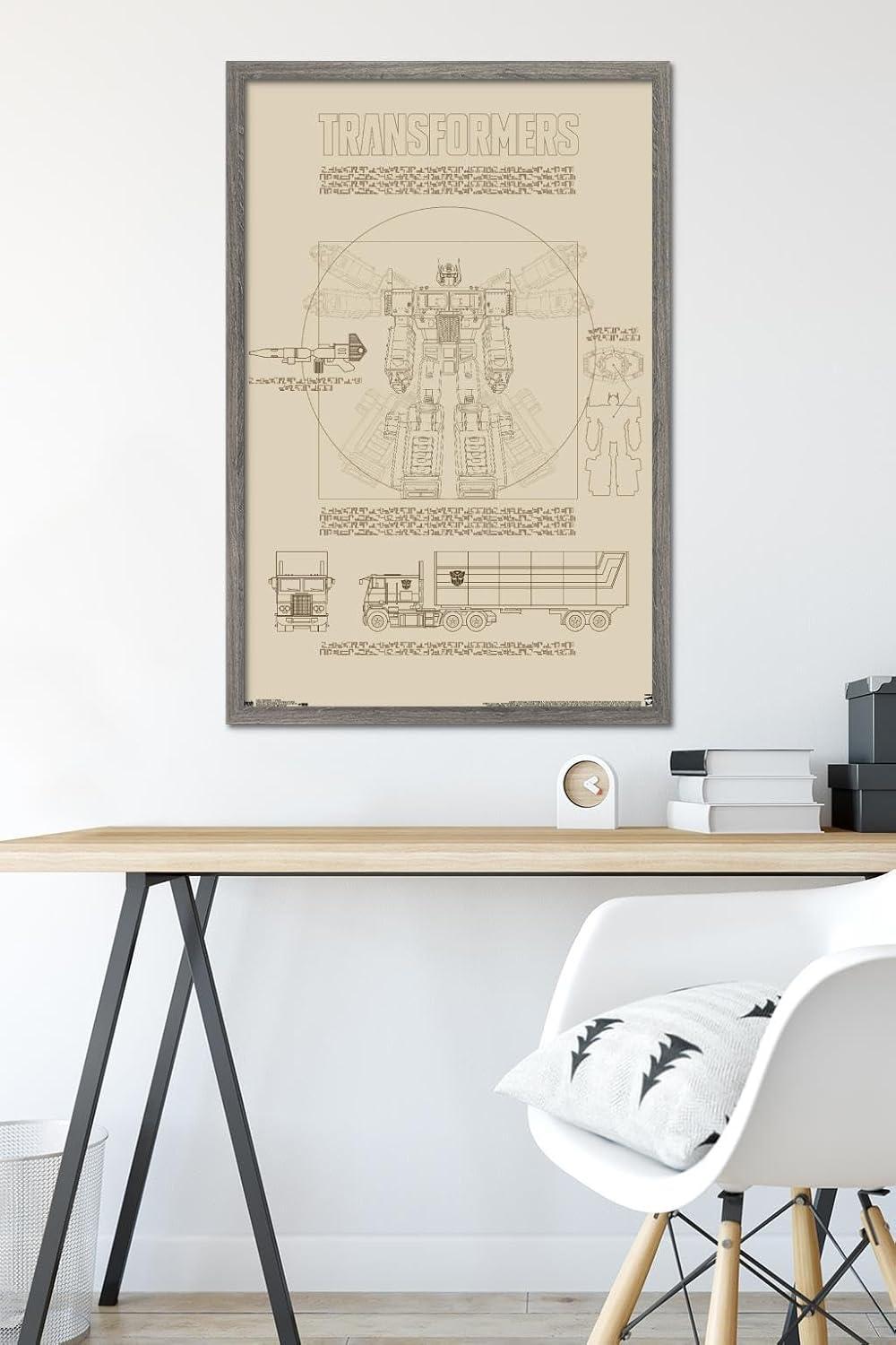 image:imageTrends International Hasbro Transformers Sketch Wall Poster 22375 x 34 Barnwood Framed VersionBarnwood Framed Version