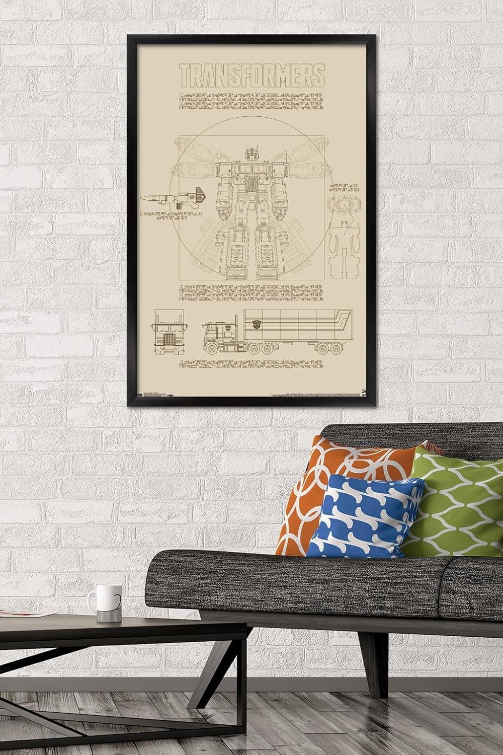 image:imageTrends International Hasbro Transformers Sketch Wall Poster 22375 x 34 Barnwood Framed VersionBlack Framed Version