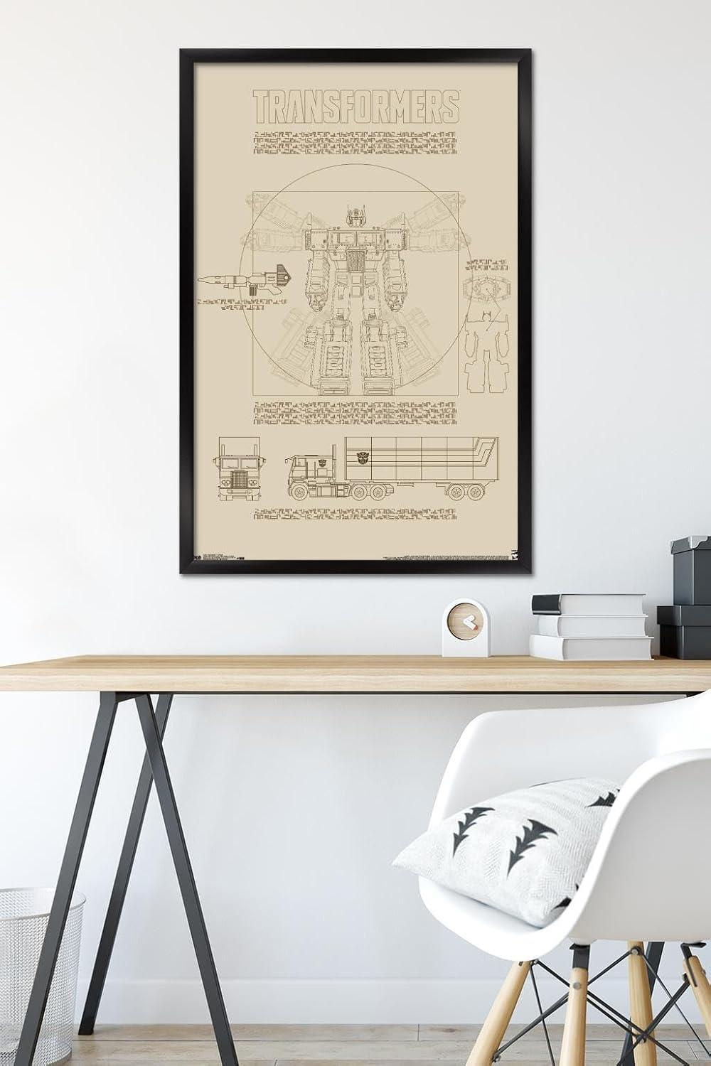 image:imageTrends International Hasbro Transformers Sketch Wall Poster 22375 x 34 Barnwood Framed VersionBlack Framed Version