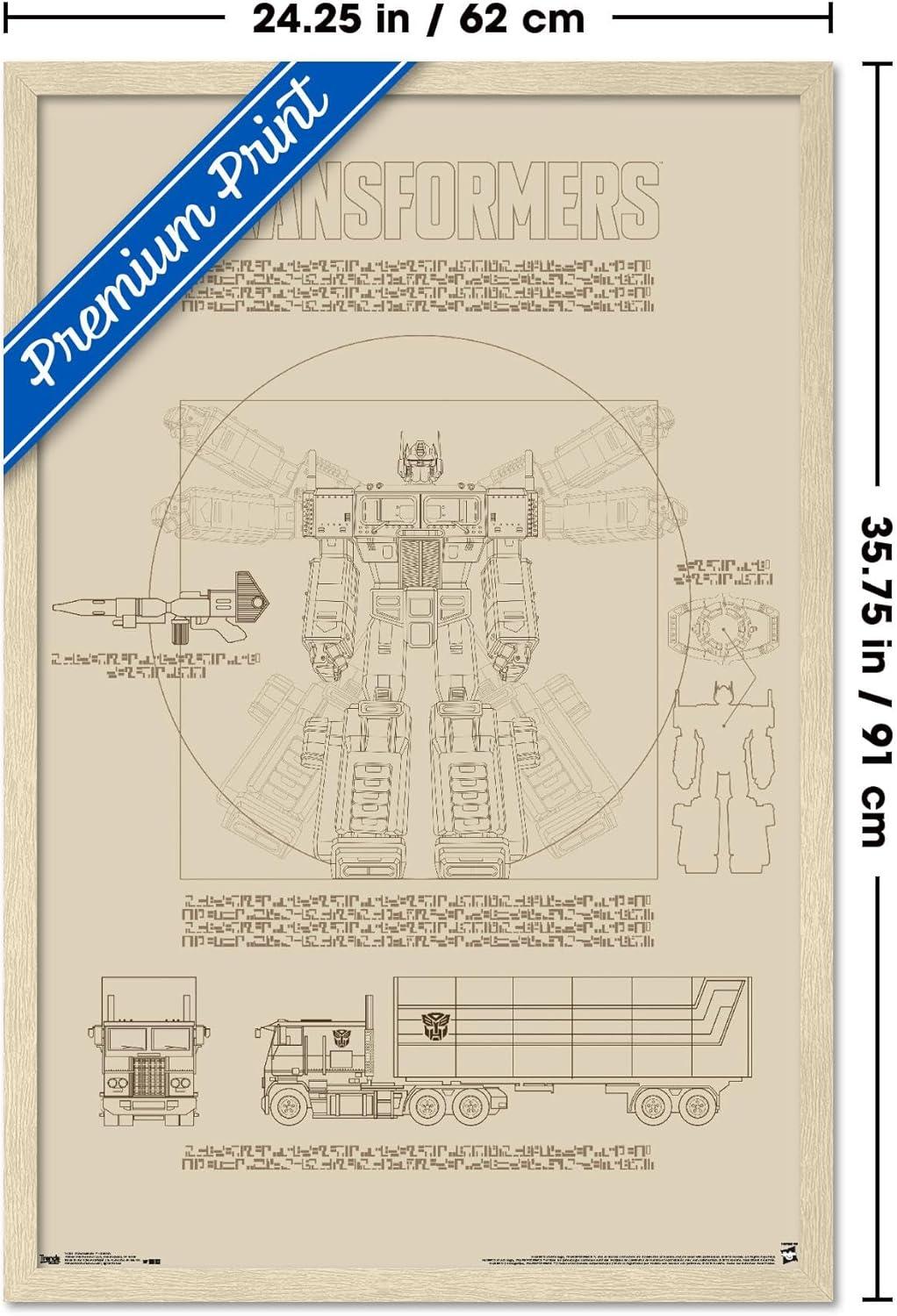 image:imageTrends International Hasbro Transformers Sketch Wall Poster 22375 x 34 Barnwood Framed VersionBlonde Framed Version