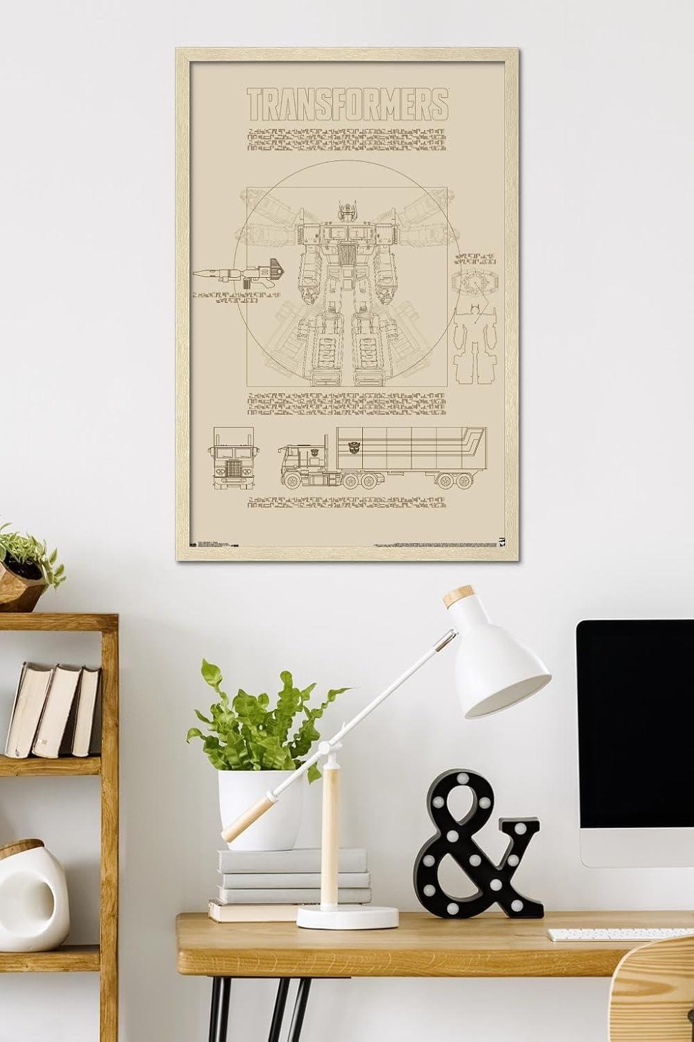 image:imageTrends International Hasbro Transformers Sketch Wall Poster 22375 x 34 Barnwood Framed VersionBlonde Framed Version