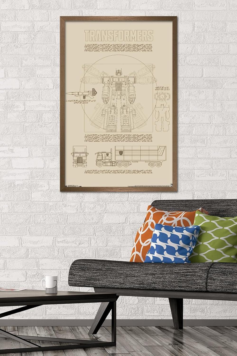 image:imageTrends International Hasbro Transformers Sketch Wall Poster 22375 x 34 Barnwood Framed VersionBronze Framed Version