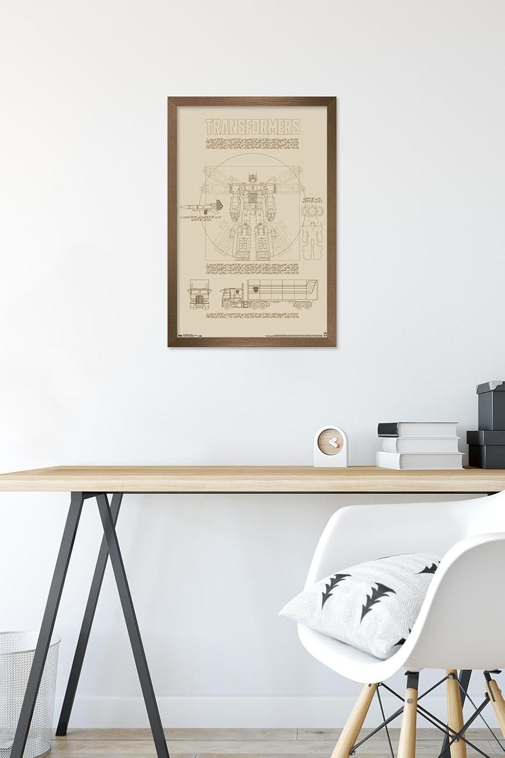 image:imageTrends International Hasbro Transformers Sketch Wall Poster 22375 x 34 Barnwood Framed VersionBronze Framed Version