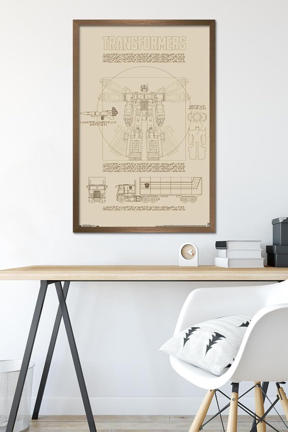 image:imageTrends International Hasbro Transformers Sketch Wall Poster 22375 x 34 Barnwood Framed VersionBronze Framed Version