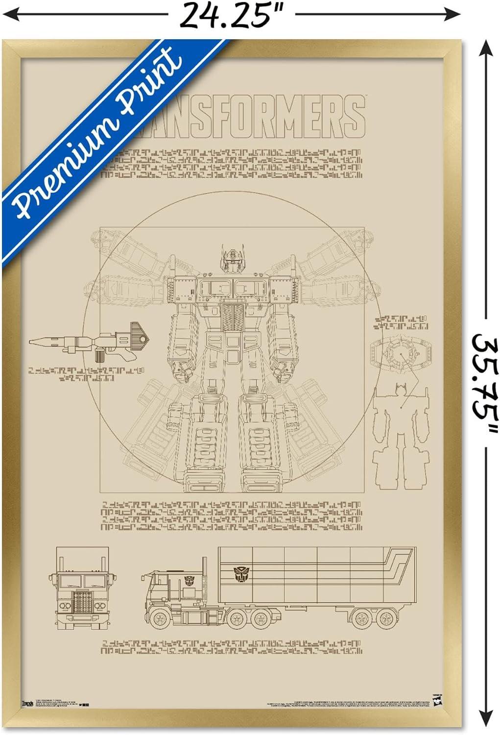 image:imageTrends International Hasbro Transformers Sketch Wall Poster 22375 x 34 Barnwood Framed VersionGold Framed Version