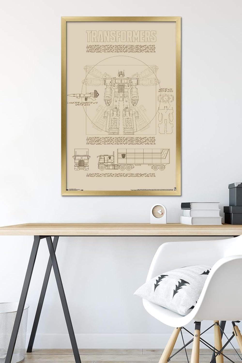 image:imageTrends International Hasbro Transformers Sketch Wall Poster 22375 x 34 Barnwood Framed VersionGold Framed Version