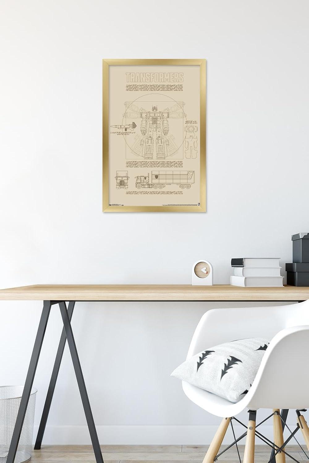 image:imageTrends International Hasbro Transformers Sketch Wall Poster 22375 x 34 Barnwood Framed VersionGold Framed Version