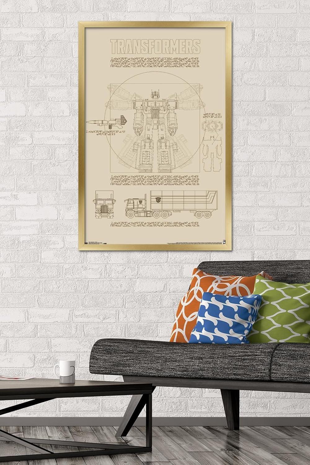 image:imageTrends International Hasbro Transformers Sketch Wall Poster 22375 x 34 Barnwood Framed VersionGold Framed Version