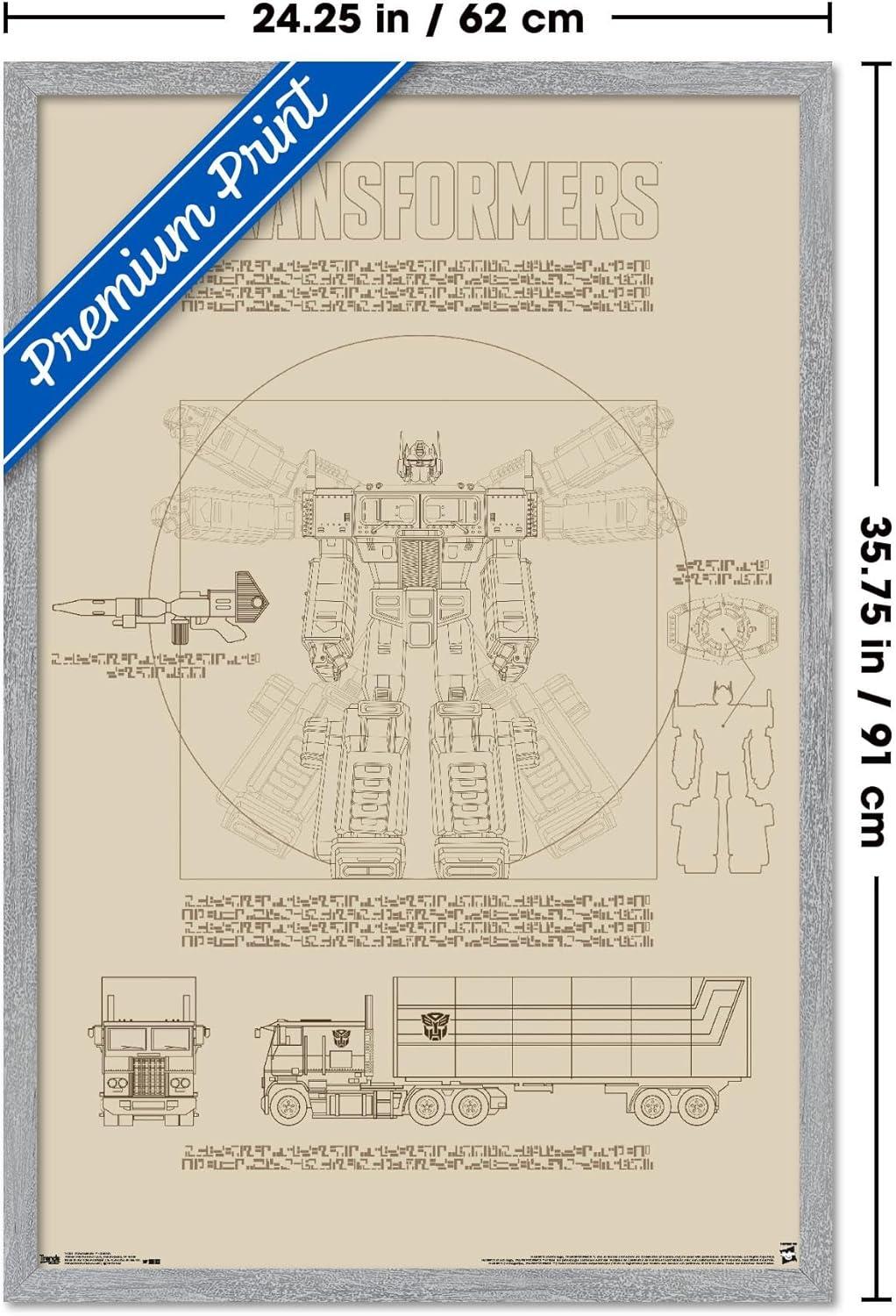 image:imageTrends International Hasbro Transformers Sketch Wall Poster 22375 x 34 Barnwood Framed VersionGray Framed Version