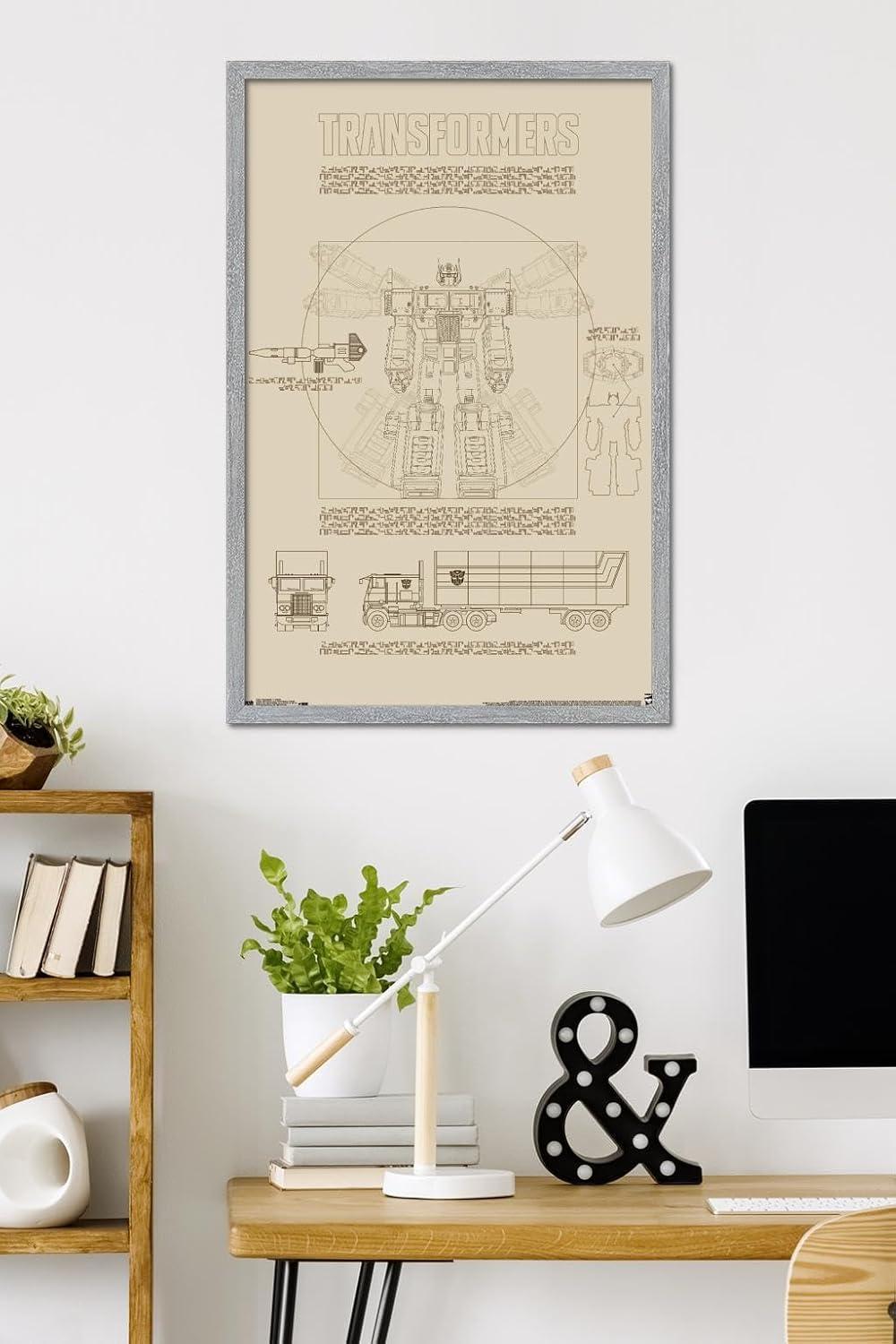 image:imageTrends International Hasbro Transformers Sketch Wall Poster 22375 x 34 Barnwood Framed VersionGray Framed Version