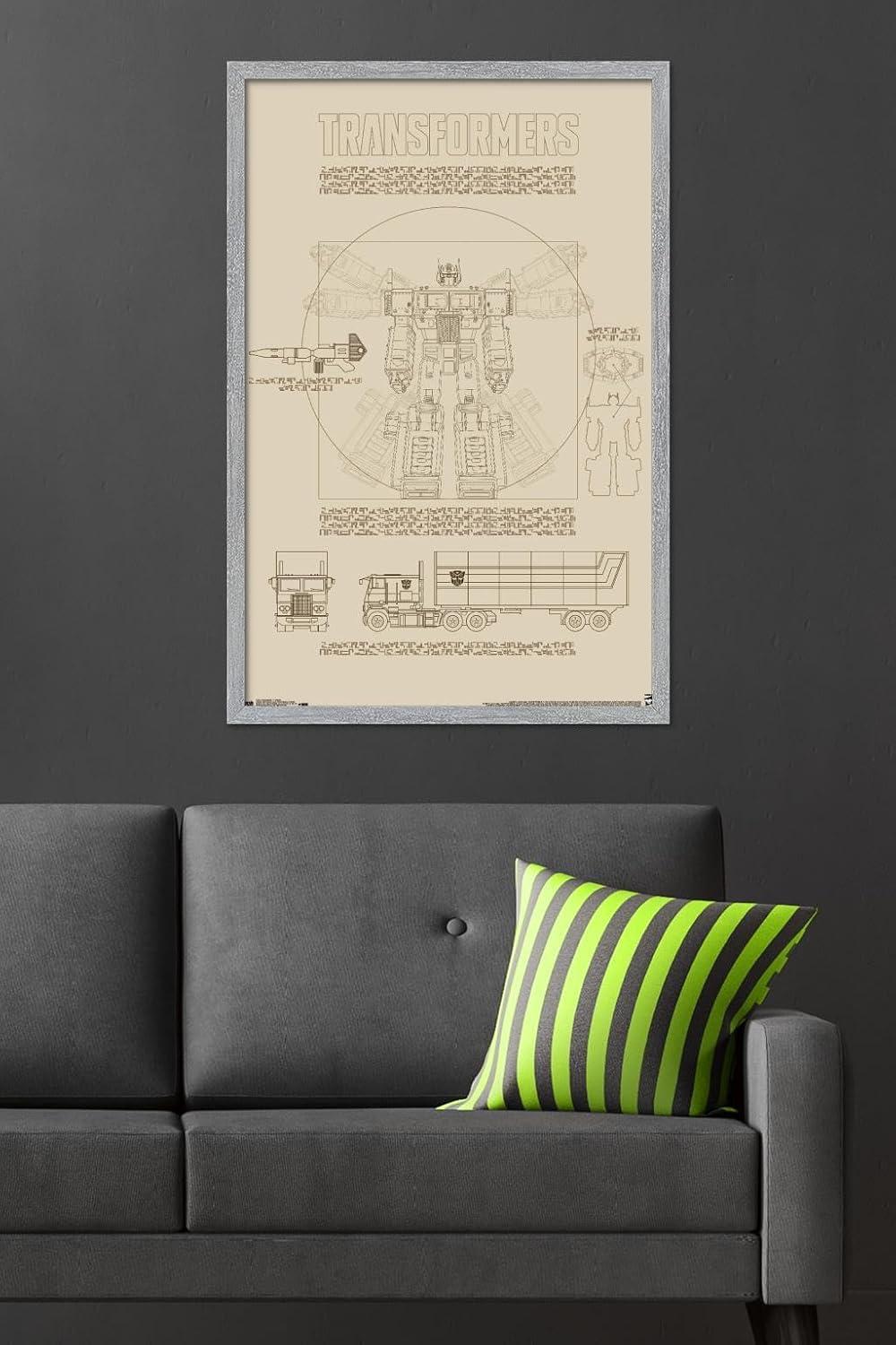 image:imageTrends International Hasbro Transformers Sketch Wall Poster 22375 x 34 Barnwood Framed VersionGray Framed Version