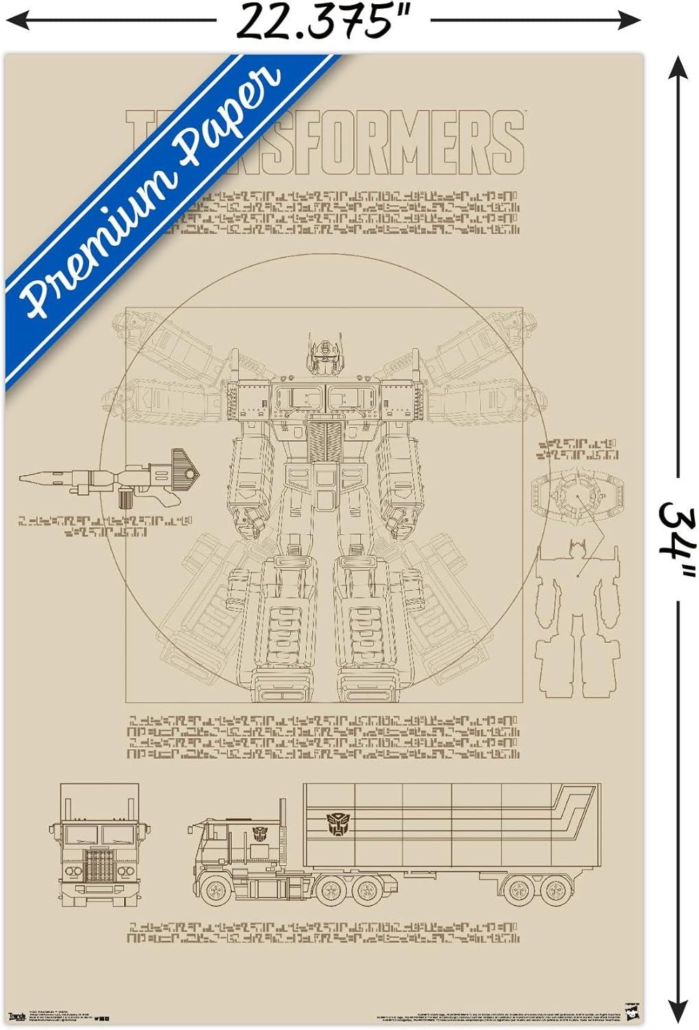 image:imageTrends International Hasbro Transformers Sketch Wall Poster 22375 x 34 Barnwood Framed VersionPremium Poster Mount Bundle