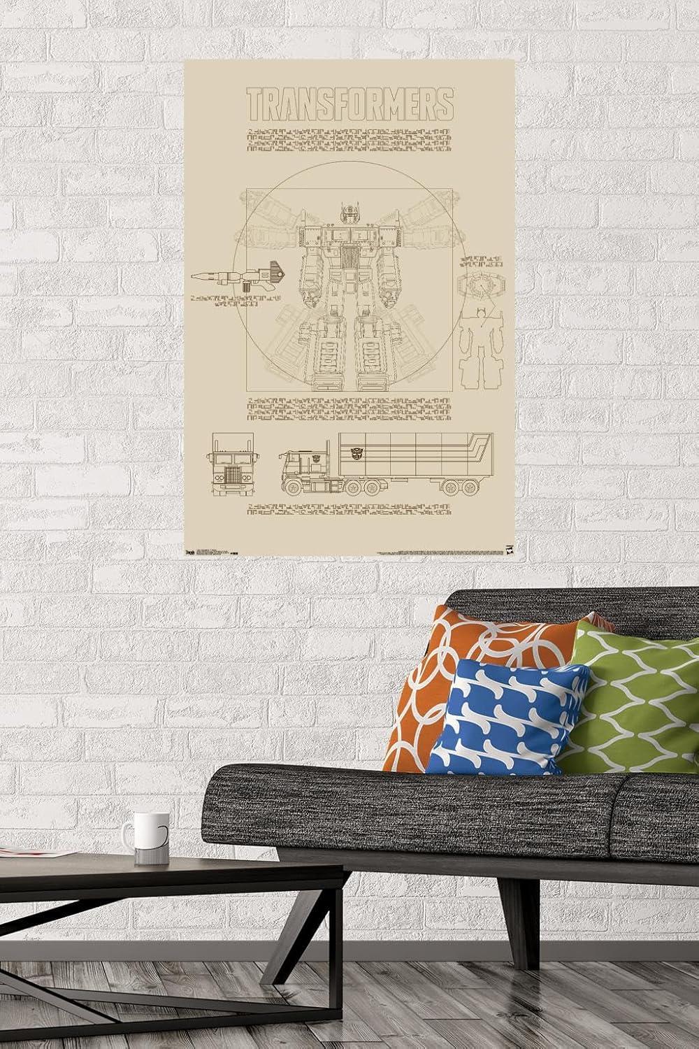 image:imageTrends International Hasbro Transformers Sketch Wall Poster 22375 x 34 Barnwood Framed VersionPremium Poster Mount Bundle