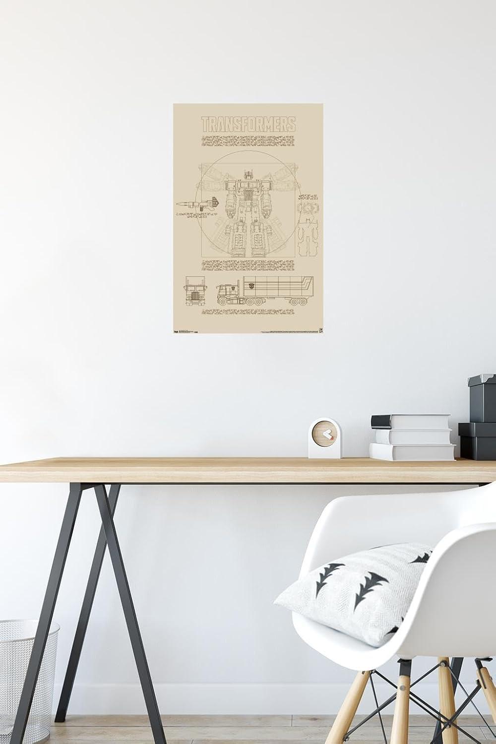 image:imageTrends International Hasbro Transformers Sketch Wall Poster 22375 x 34 Barnwood Framed VersionPremium Poster Mount Bundle