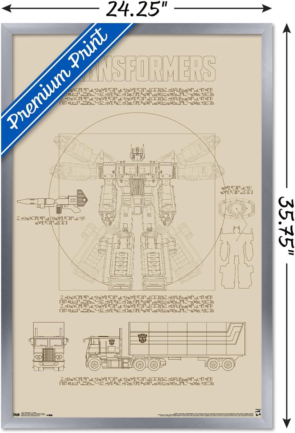 image:imageTrends International Hasbro Transformers Sketch Wall Poster 22375 x 34 Barnwood Framed VersionSilver Framed Version