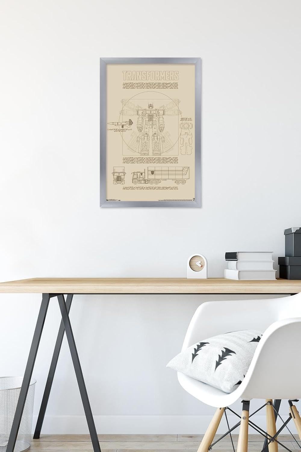 image:imageTrends International Hasbro Transformers Sketch Wall Poster 22375 x 34 Barnwood Framed VersionSilver Framed Version