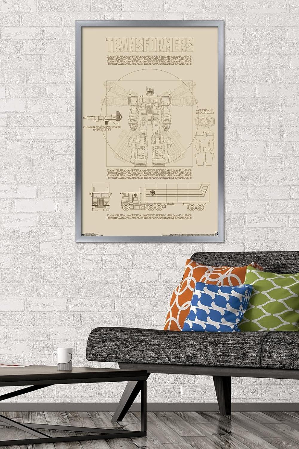 image:imageTrends International Hasbro Transformers Sketch Wall Poster 22375 x 34 Barnwood Framed VersionSilver Framed Version