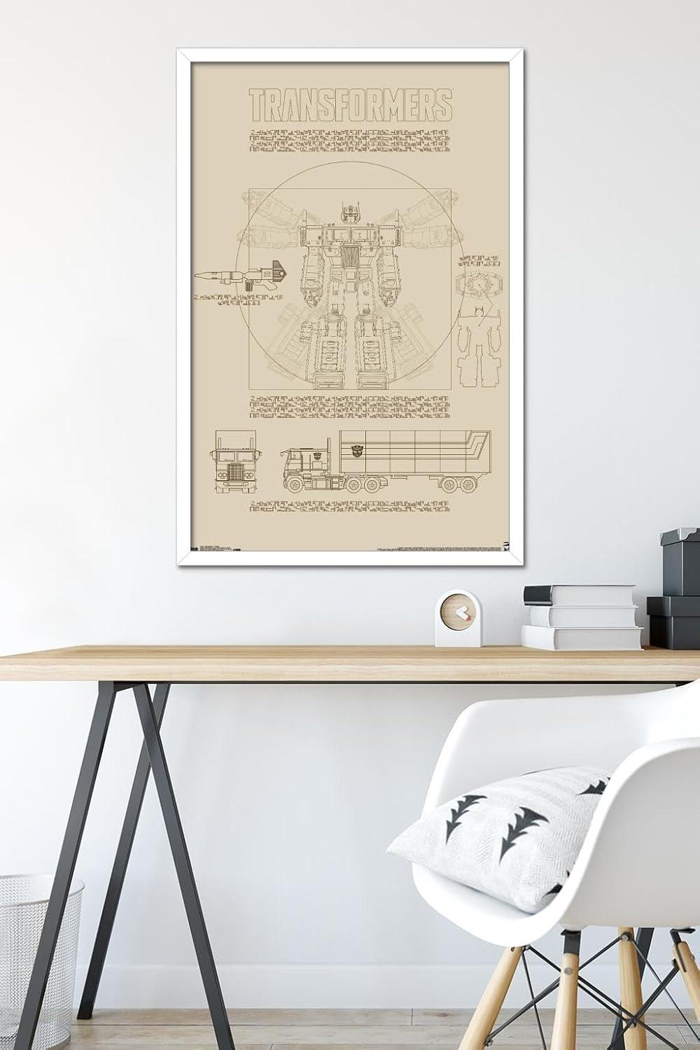 image:imageTrends International Hasbro Transformers Sketch Wall Poster 22375 x 34 Barnwood Framed VersionWhite Framed Version