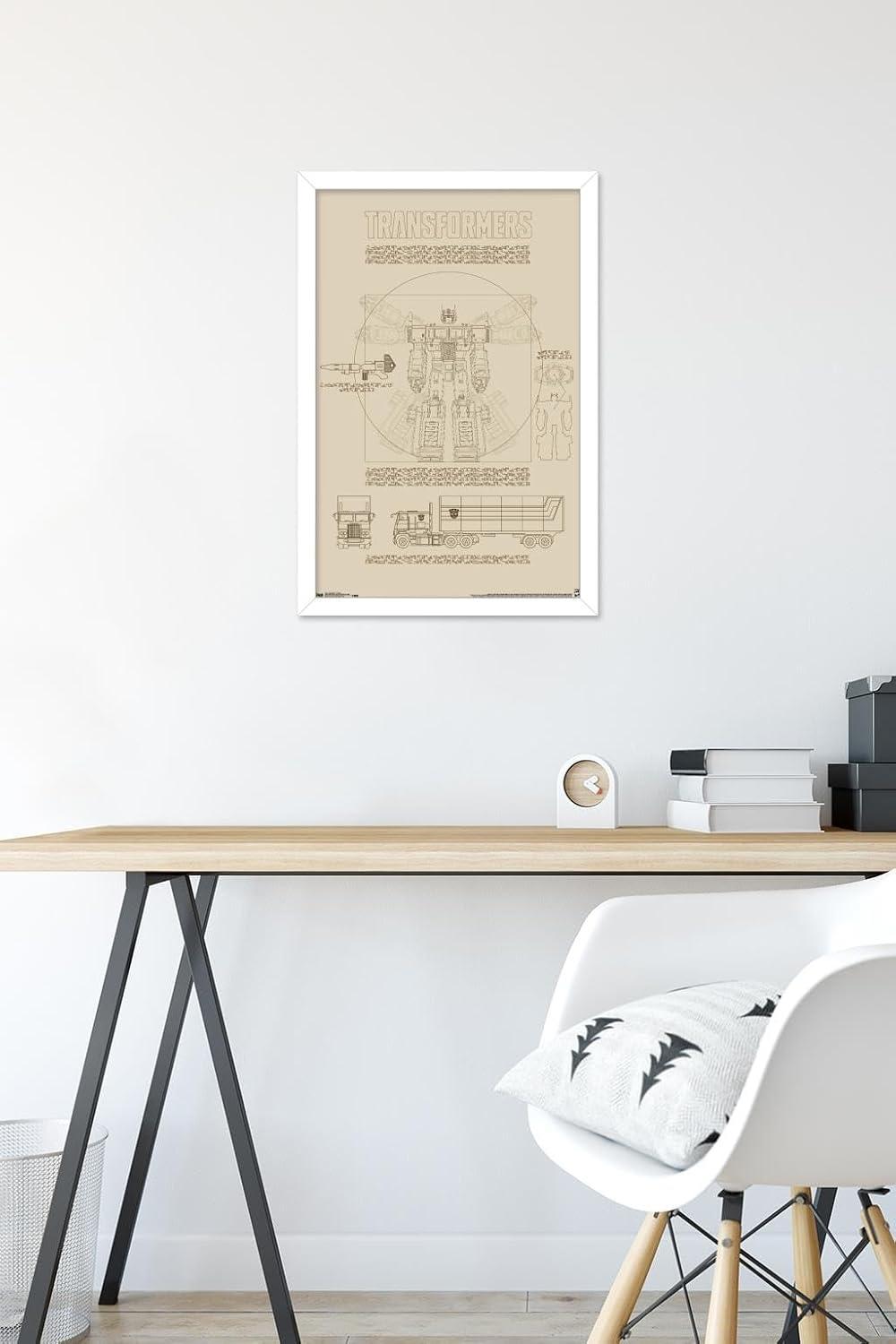 image:imageTrends International Hasbro Transformers Sketch Wall Poster 22375 x 34 Barnwood Framed VersionWhite Framed Version