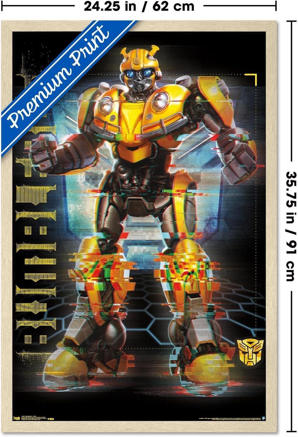 image:imageTrends International Hasbro Transformers Bumblebee Glitch Wall Poster 14725 x 22375 Barnwood Framed VersionBlonde Framed Version