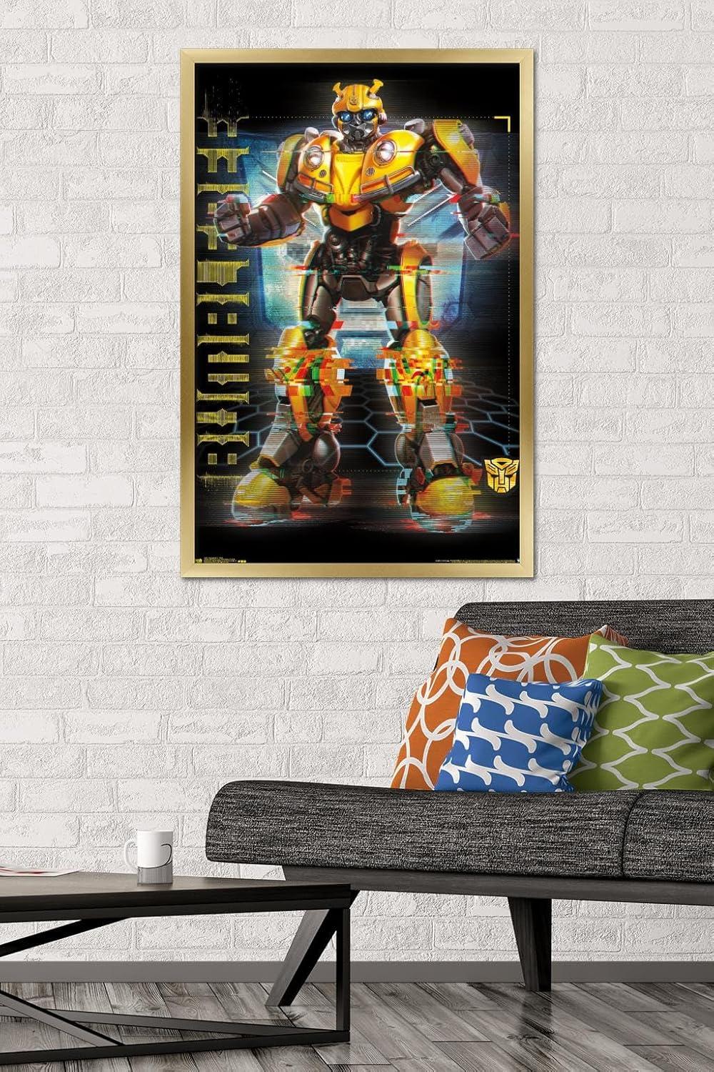 image:imageTrends International Hasbro Transformers Bumblebee Glitch Wall Poster 14725 x 22375 Barnwood Framed VersionGold Framed Version