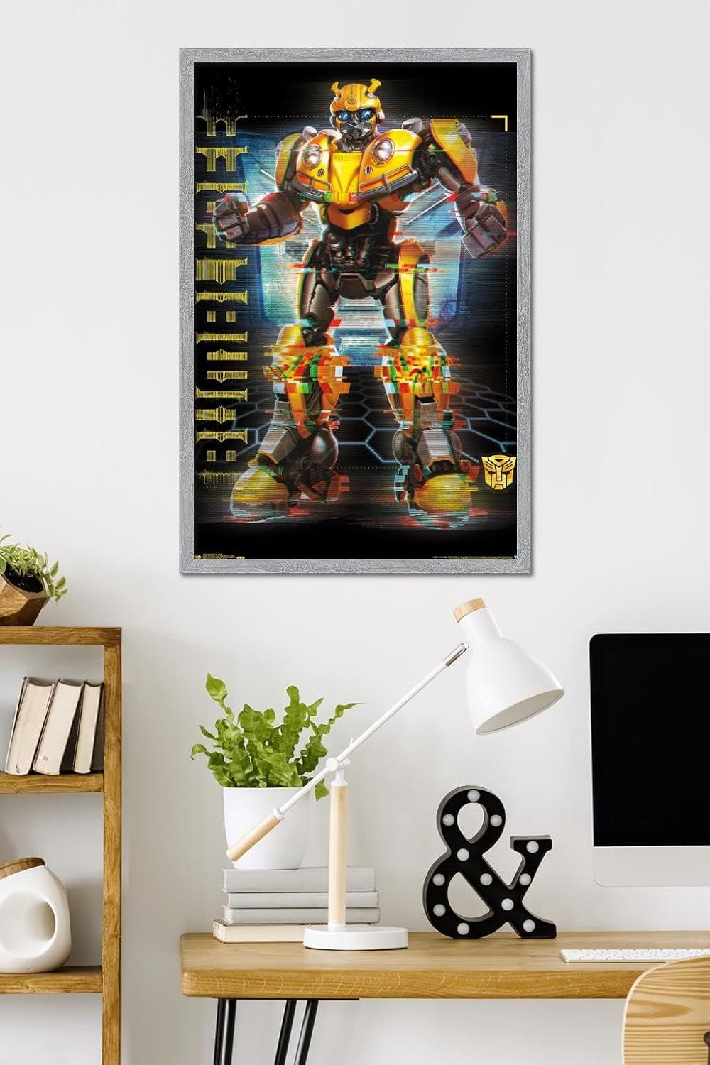 image:imageTrends International Hasbro Transformers Bumblebee Glitch Wall Poster 14725 x 22375 Barnwood Framed VersionGray Framed Version