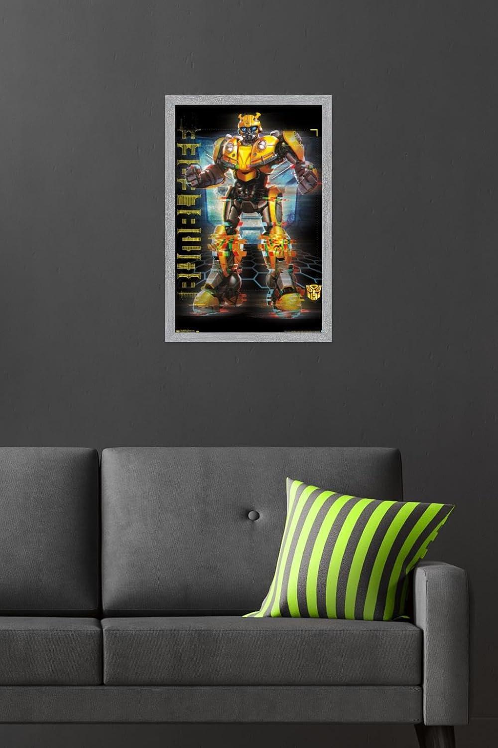 image:imageTrends International Hasbro Transformers Bumblebee Glitch Wall Poster 14725 x 22375 Barnwood Framed VersionGray Framed Version