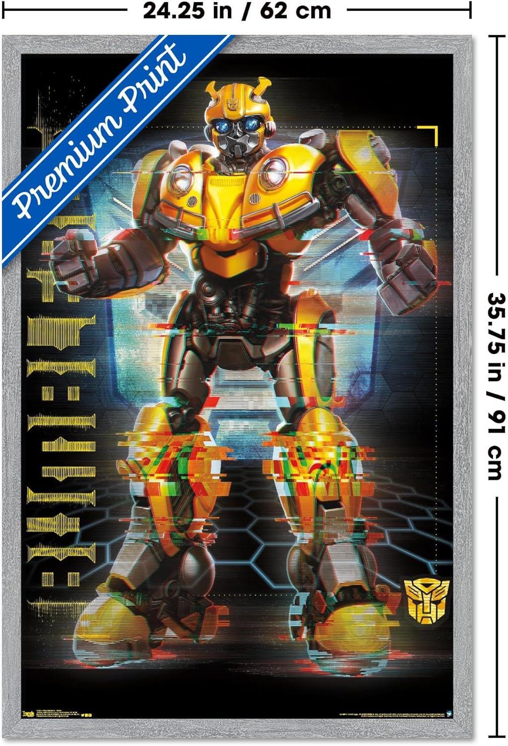 image:imageTrends International Hasbro Transformers Bumblebee Glitch Wall Poster 14725 x 22375 Barnwood Framed VersionGray Framed Version
