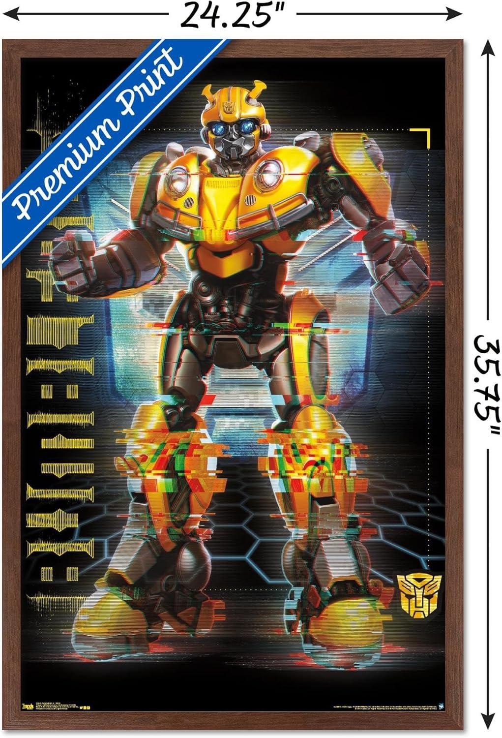 image:imageTrends International Hasbro Transformers Bumblebee Glitch Wall Poster 14725 x 22375 Barnwood Framed VersionMahogany Framed Version