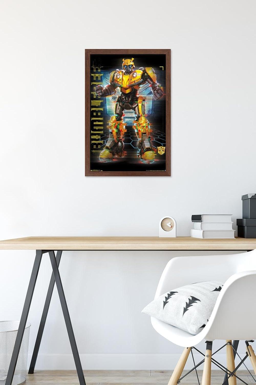 image:imageTrends International Hasbro Transformers Bumblebee Glitch Wall Poster 14725 x 22375 Barnwood Framed VersionMahogany Framed Version