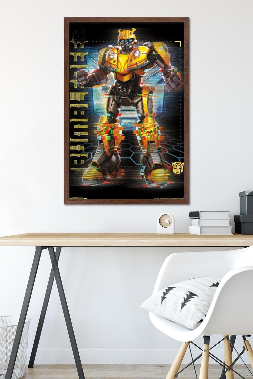 image:imageTrends International Hasbro Transformers Bumblebee Glitch Wall Poster 14725 x 22375 Barnwood Framed VersionMahogany Framed Version
