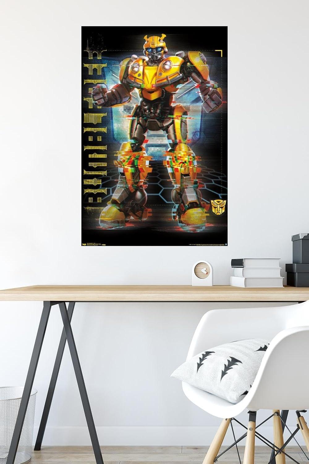 image:imageTrends International Hasbro Transformers Bumblebee Glitch Wall Poster 14725 x 22375 Barnwood Framed VersionPremium Poster Mount Bundle