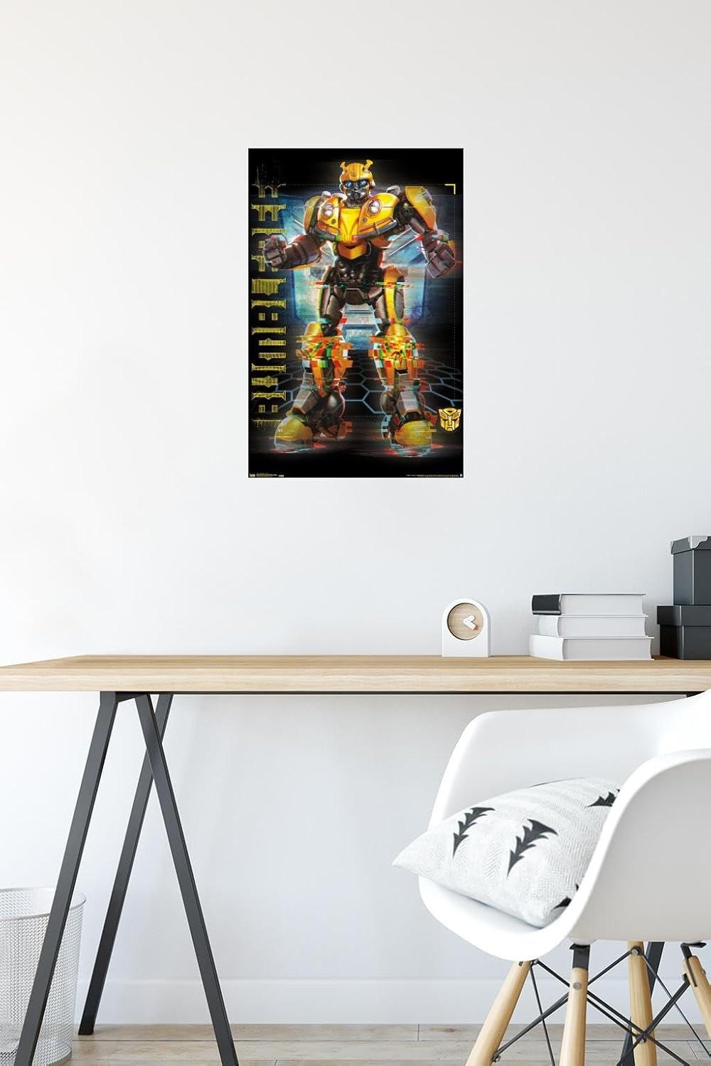 image:imageTrends International Hasbro Transformers Bumblebee Glitch Wall Poster 14725 x 22375 Barnwood Framed VersionPremium Poster Mount Bundle