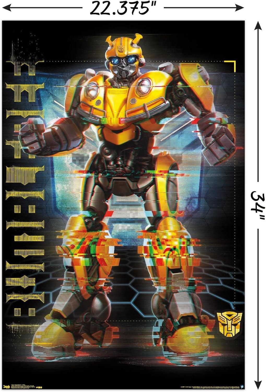 image:imageTrends International Hasbro Transformers Bumblebee Glitch Wall Poster 14725 x 22375 Barnwood Framed VersionPremium Poster Mount Bundle