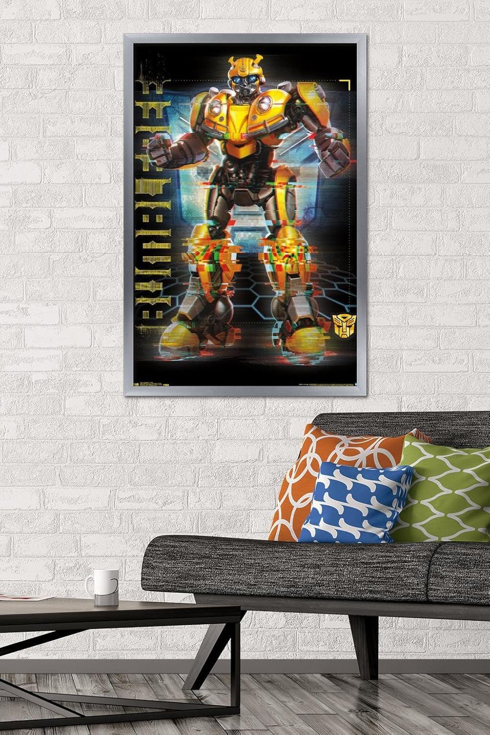 image:imageTrends International Hasbro Transformers Bumblebee Glitch Wall Poster 14725 x 22375 Barnwood Framed VersionSilver Framed Version