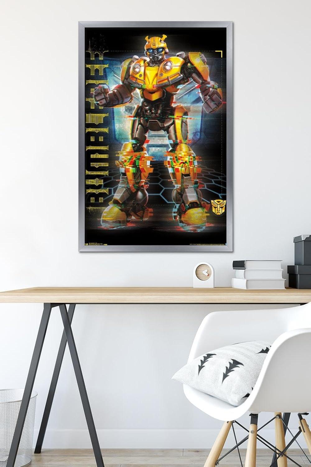 image:imageTrends International Hasbro Transformers Bumblebee Glitch Wall Poster 14725 x 22375 Barnwood Framed VersionSilver Framed Version