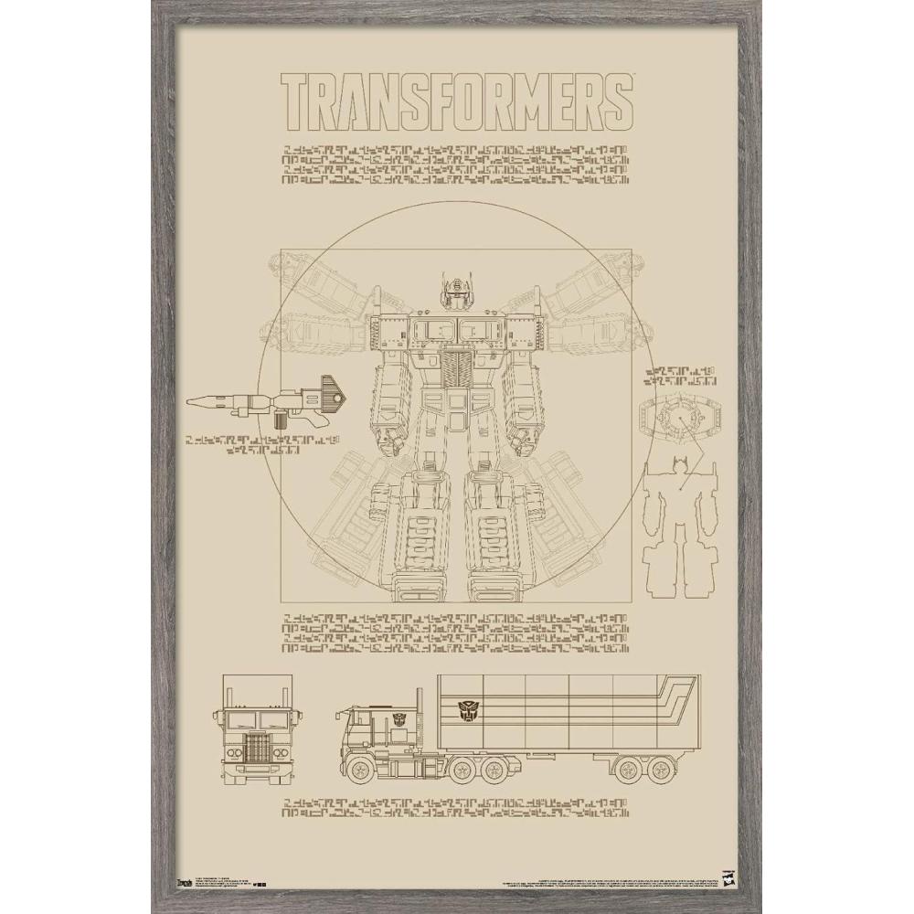 image:imageTrends International Hasbro Transformers Sketch Wall Poster 22375 x 34 Barnwood Framed VersionBarnwood Framed Version