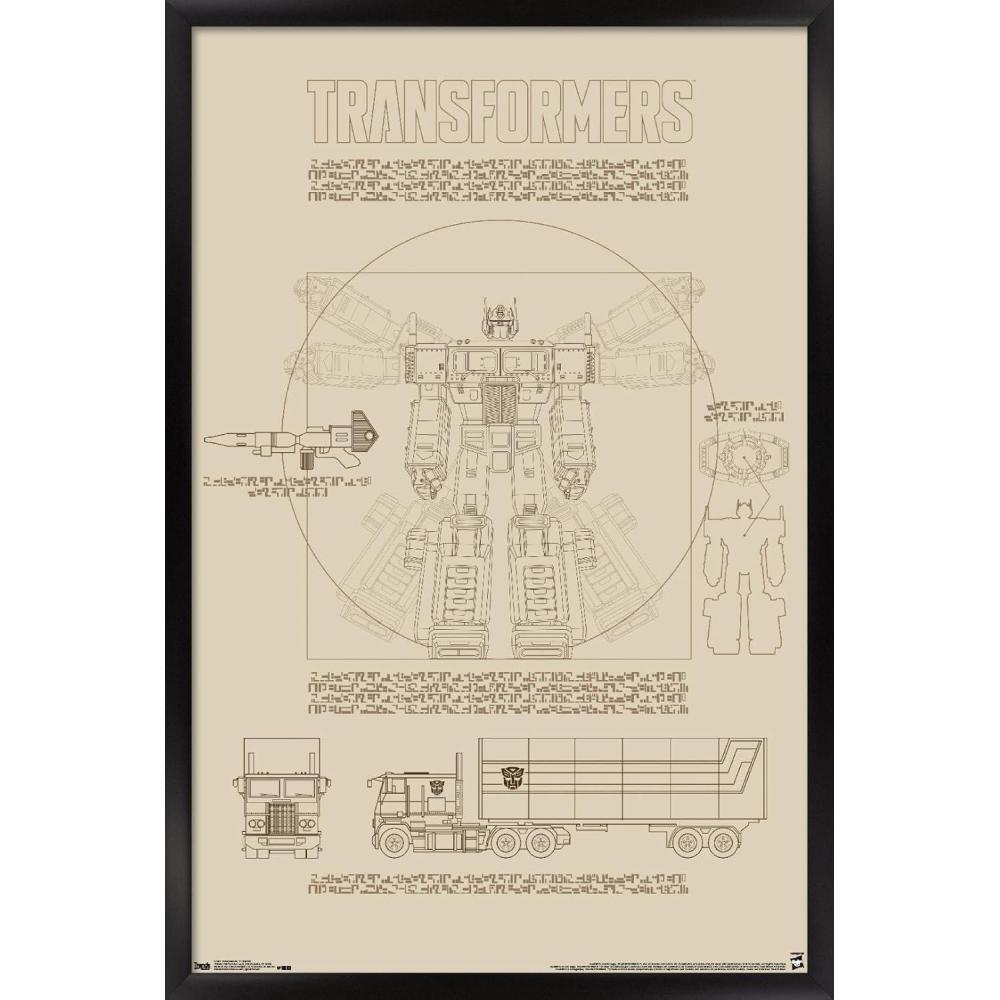 image:imageTrends International Hasbro Transformers Sketch Wall Poster 22375 x 34 Barnwood Framed VersionBlack Framed Version
