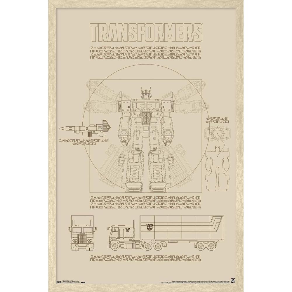 image:imageTrends International Hasbro Transformers Sketch Wall Poster 22375 x 34 Barnwood Framed VersionBlonde Framed Version