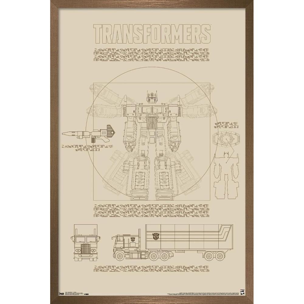 image:imageTrends International Hasbro Transformers Sketch Wall Poster 22375 x 34 Barnwood Framed VersionBronze Framed Version