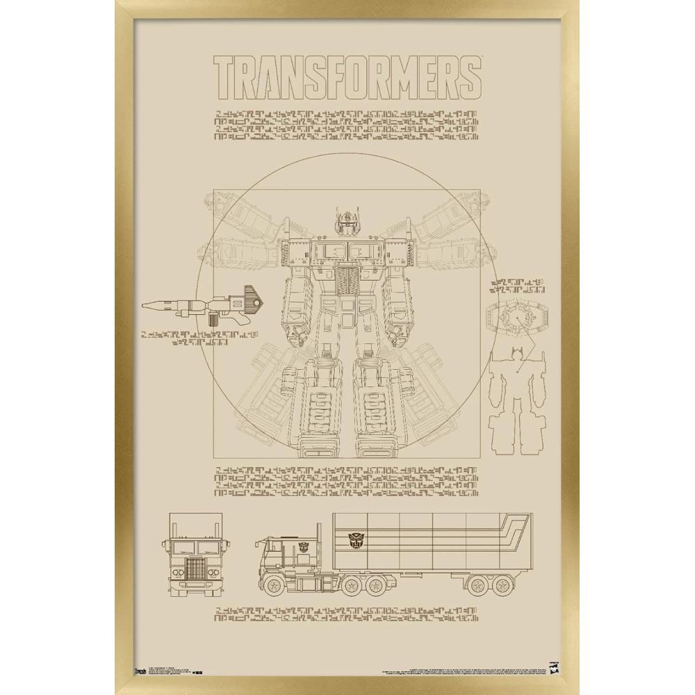 image:imageTrends International Hasbro Transformers Sketch Wall Poster 22375 x 34 Barnwood Framed VersionGold Framed Version