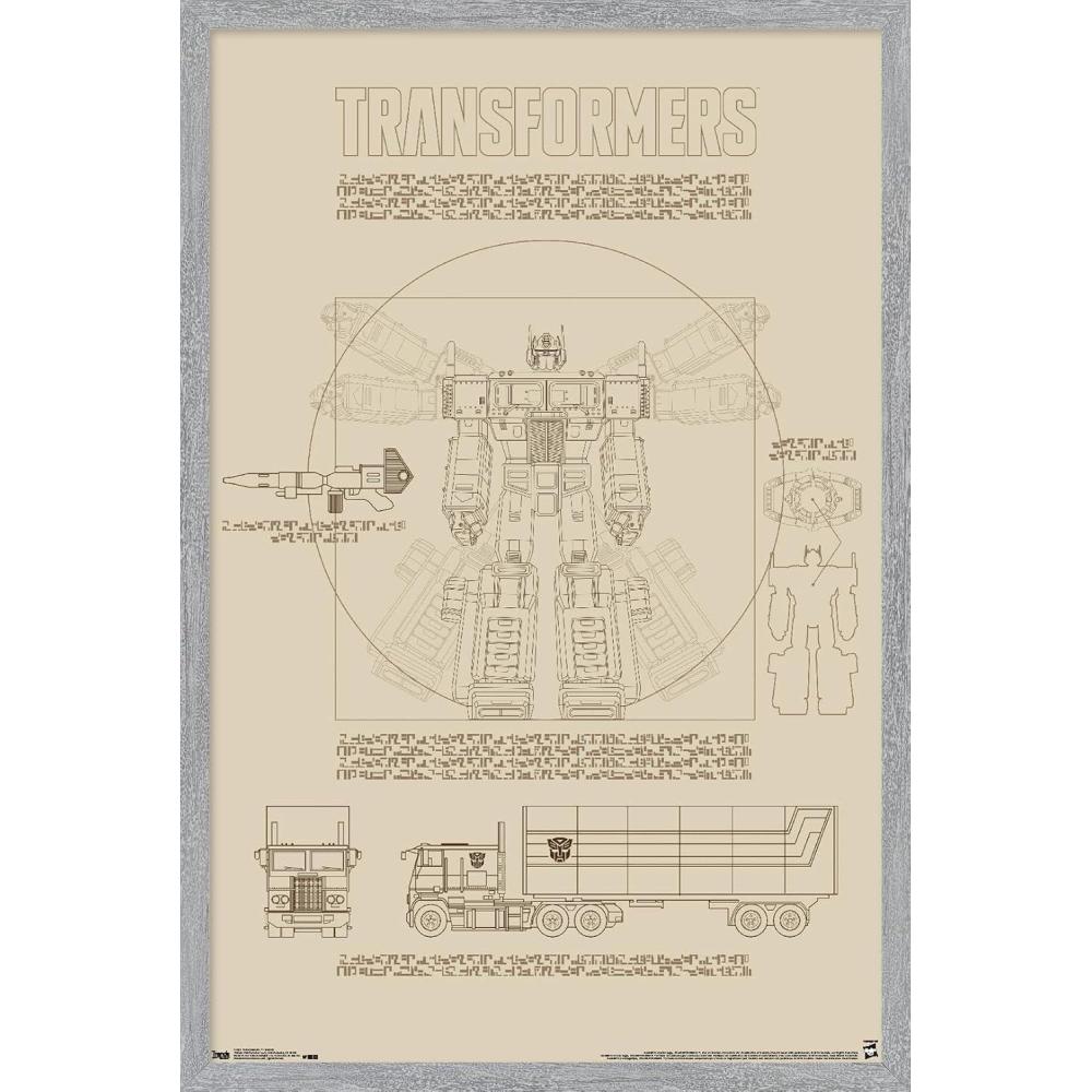image:imageTrends International Hasbro Transformers Sketch Wall Poster 22375 x 34 Barnwood Framed VersionGray Framed Version