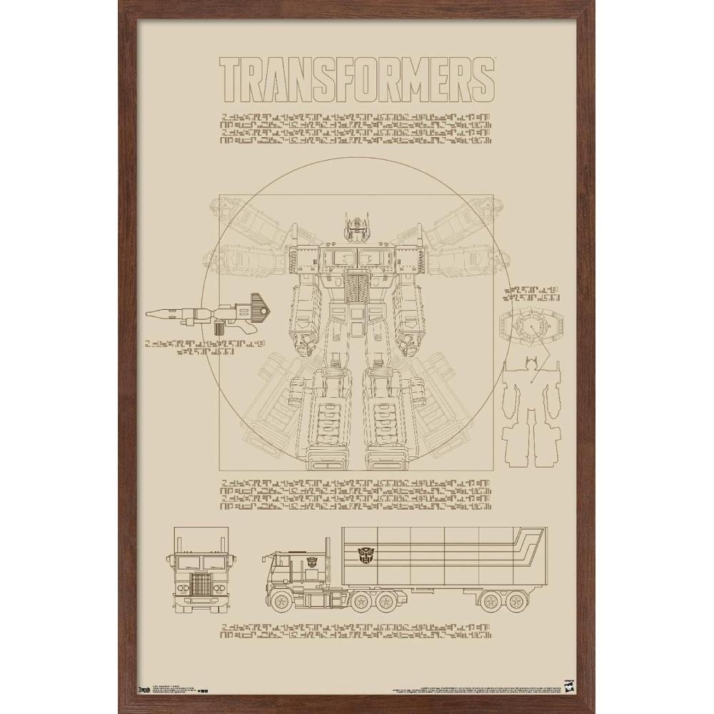 image:imageTrends International Hasbro Transformers Sketch Wall Poster 22375 x 34 Barnwood Framed VersionMahogany Framed Version