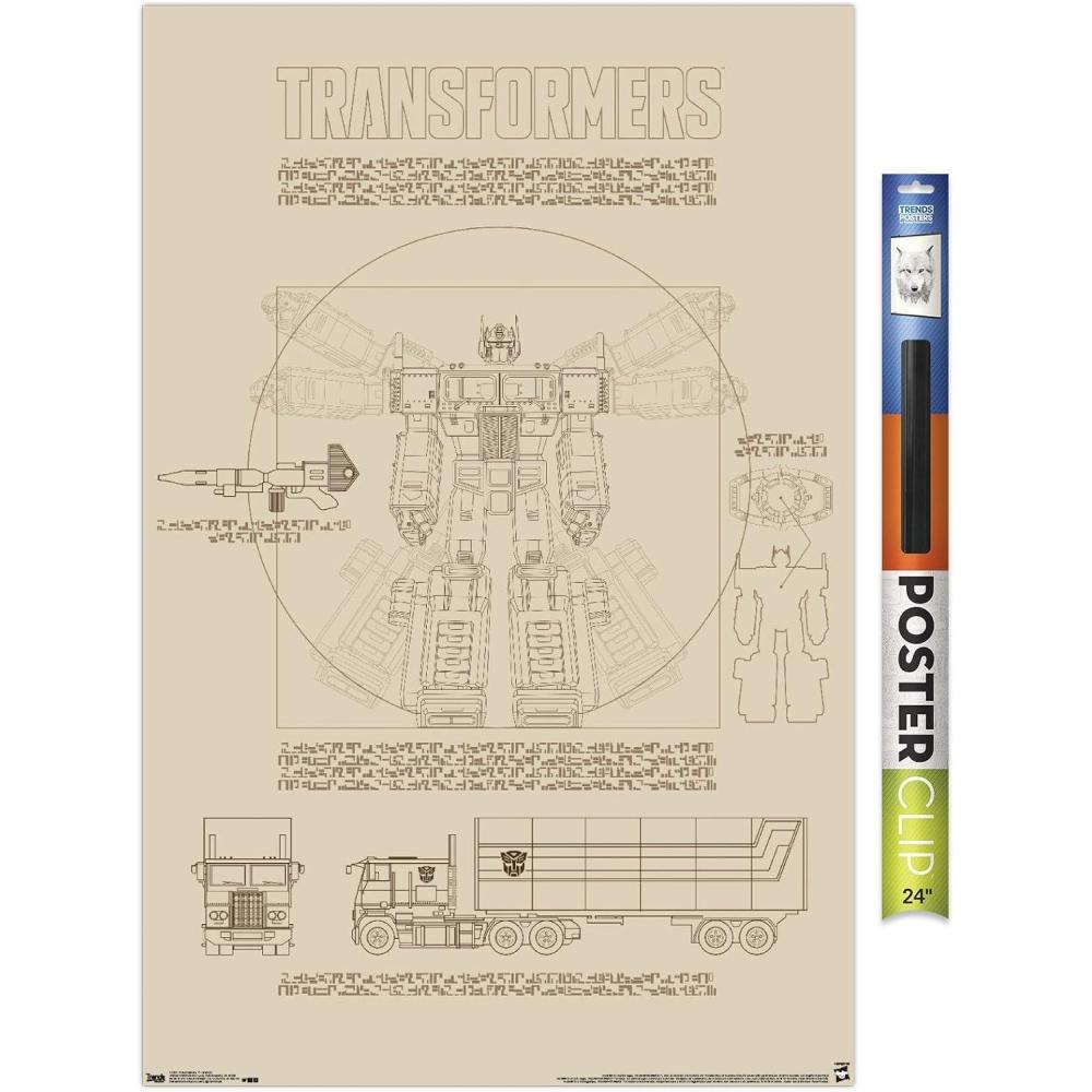 image:imageTrends International Hasbro Transformers Sketch Wall Poster 22375 x 34 Barnwood Framed VersionPremium Poster Clip Bundle