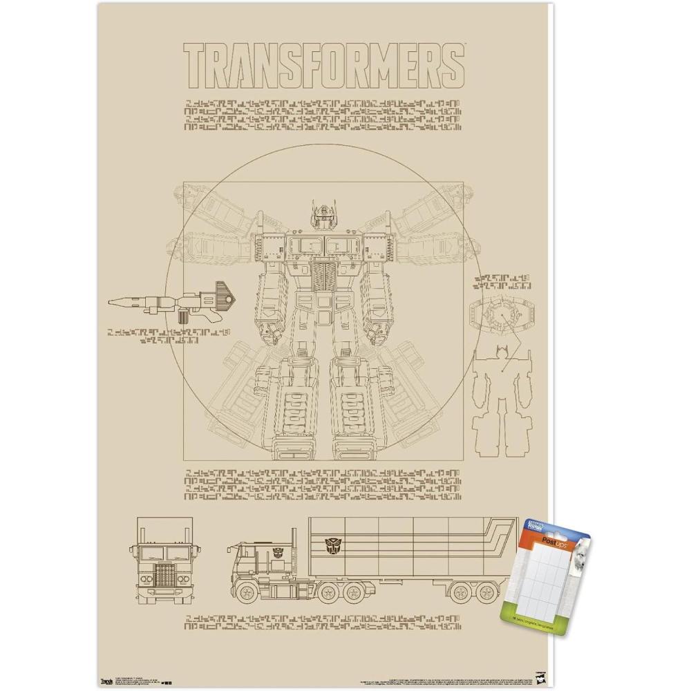 image:imageTrends International Hasbro Transformers Sketch Wall Poster 22375 x 34 Barnwood Framed VersionPremium Poster Mount Bundle